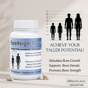 Pure Height Growth Plus 30 capsules bottle for height enhancement and bone density in Pakistan