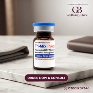 Trimix Injection 5ml Multi-Dose Vial with blue cap, labeled for erectile dysfunction treatment.